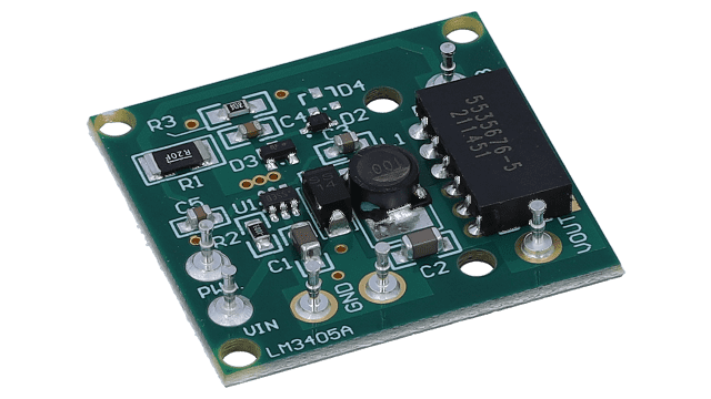 LM3405AEVAL/NOPB Controlador LED reductor de corriente constante de 1.6 MHz y 1 A con compensación interna en encapsulado SOT-23 pequeño angled board image
