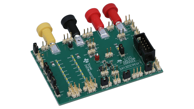 LM3632EVM Retroiluminación de un solo chip + potencia de polarización + controlador LED flash de 1.5 A LM3632EVM angled board image