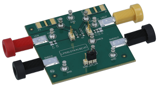 LP5910YKA18EVM LP5910 YKA 1.8 300mA 低噪声低 IQ LDO 线性稳压器评估模块 angled board image
