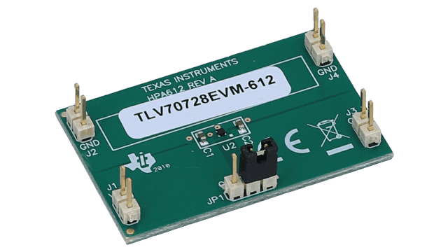 TLV70728EVM-612 TLV70728 200mA Low-Iq Low-Dropout (LDO) Regulator Evaluation Module angled board image
