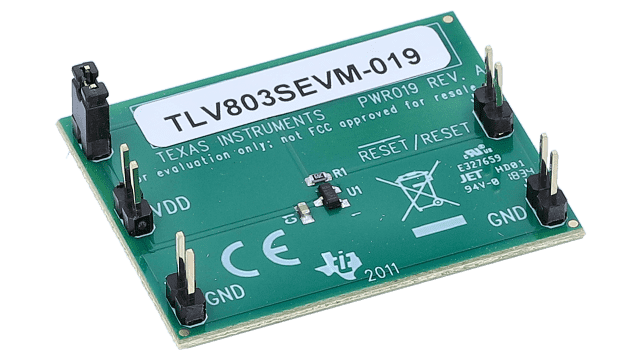 TLV803SEVM-019 TLV803 3-pin voltage supervisor with active-low open-drain reset evaluation module angled board image