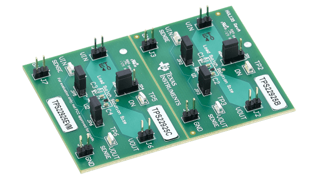 TPS22925EVM TPS22925EVM 3.6V, 3A, 9mΩ Load Switch Evaluation Module angled board image