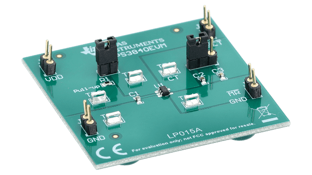 TPS3840EVM TPS3840 毫微功耗高输入电压监控器评估模块 angled board image