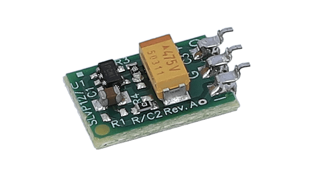 TPS76933EVM-127 TPS76933 evaluation module for SOT-23 LDO voltage regulator with 5-V to 3.3-V output power supply angled board image