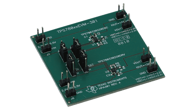 TPS780XXEVM-301 TPS780XXEVM-301 Evaluation Module angled board image