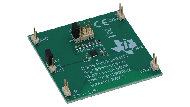 TPS79501DRBEVM Evaluation Module for TPS79501 Single Output LDO angled board image