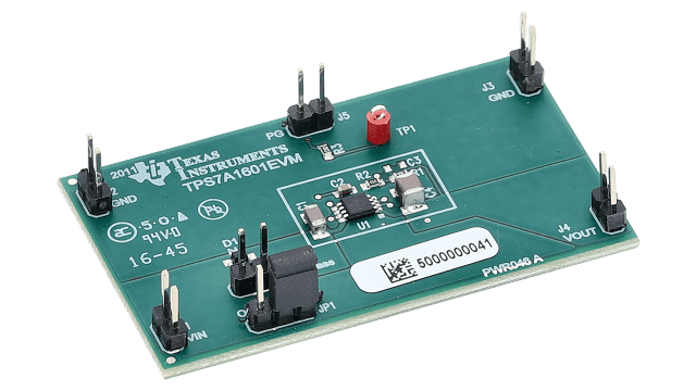 TPS7A1601EVM-046 TPS7A1601 low-dropout (LDO) linear regulator evaluation module angled board image