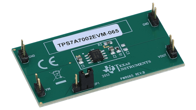TPS7A7002EVM-065 TPS7A7002 Low-Dropout (LDO) Linear Regulator Evaluation Module angled board image