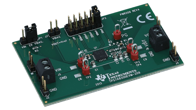TPS7A8300EVM-209 TPS7A8300 低ドロップアウト電圧レギュレータ評価モジュール angled board image
