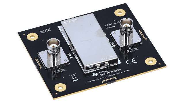 TPS7A94EVM-046 TPS7A94 evaluation module for 1-A, ultra-low noise, ultra-high PSRR, RF voltage regulator angled board image