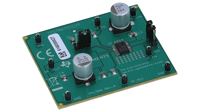 TPS7B6701EVM TPS7B6701-Q1 High-Voltage LDO Regulator Evaluation Module angled board image