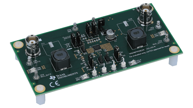 TPS7B7702EVM TPS7B7702-Q1 Zweikanal-Antennen-LDO-Linearregler – Evaluierungsmodul angled board image