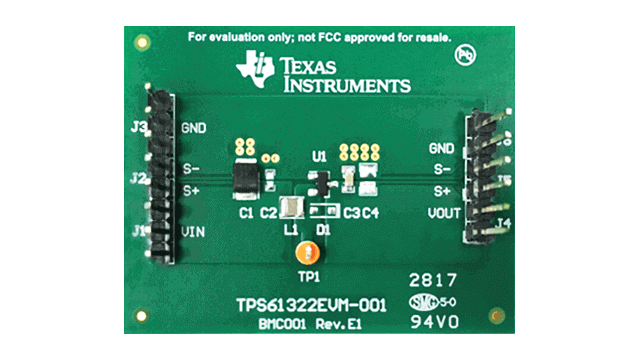 TPS61322EVM-001 Boost Converter Evaluation Module for TPS61322DBZ top board image