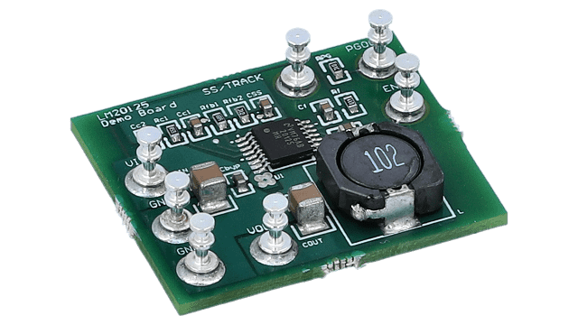 LM20125EVAL 5 A, 500 kHz, PowerWise&reg;-Synchron-Abwärtsregler – Evaluierungsmodul angled board image