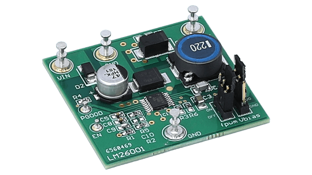 LM26001EVAL 1.5A Switching Regulator with High Efficiency Sleep Mode angled board image