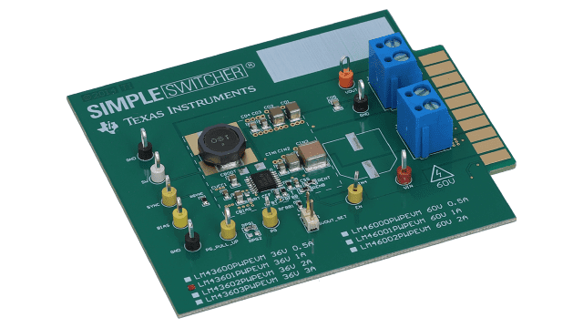 LM43601PWPEVM LM43601PWP 同期整流・降圧コンバータ評価モジュール angled board image