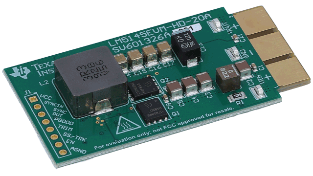 LM5145EVM-HD-20A LM5145 Wide VIN Synchronous Buck Controller High Density Evaluation Module angled board image