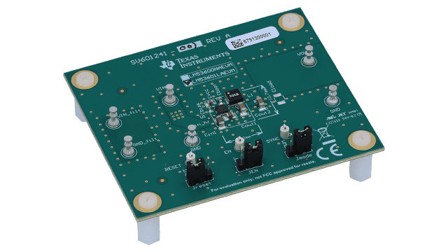 LM53601LAEVM LM53601-Q1 5V Output, 1000mA Buck Regulator Evaluation Module With Spread Spectrum angled board image