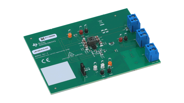LM61460EVM-AS-400K 36V、低 EMI 6A、5V 同步、400kHz 降压转换器评估模块 angled board image