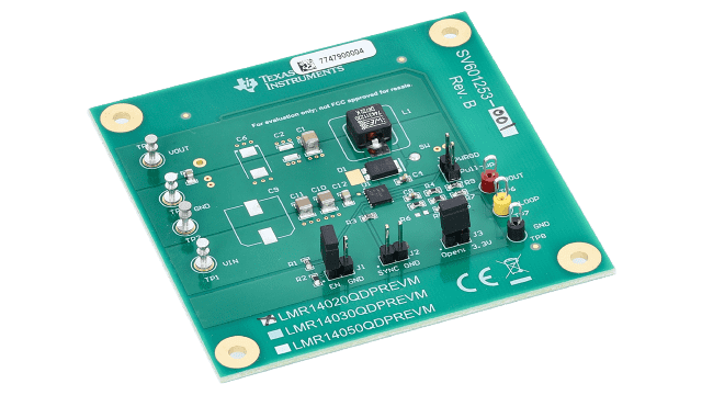 LMR14020QDPREVM LMR14020QDPR 広入力電圧降圧コンバータの評価モジュール angled board image