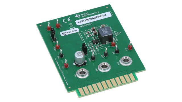 LMR33630ADDAEVM LMR33630 Synchronous Step-Down Converter Evaluation Module angled board image