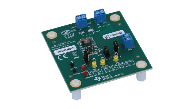 LMR36015AEVM Synchronous step-down converter evaluation module angled board image