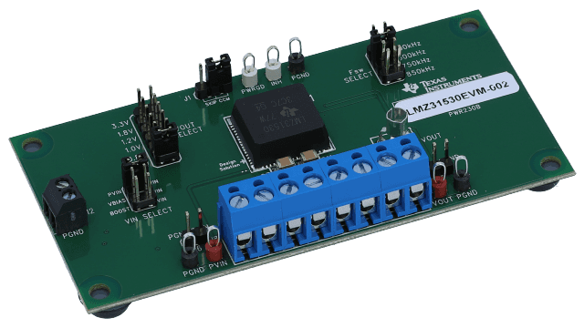 LMZ31530EVM-002 LMZ31530 30A SIMPLE SWITCHER® Power Module Evaluation Board, 3V to 14.5V Input angled board image