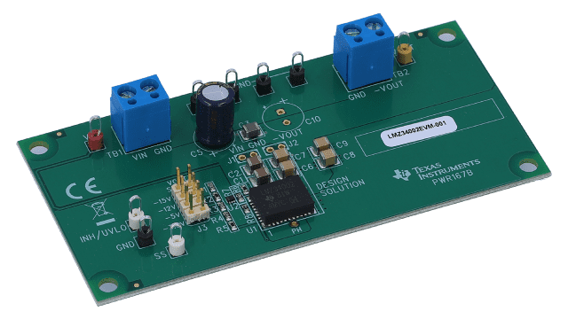 LMZ34002EVM-001 LMZ34002 4.5V to 40V, 2A Negative Output Power Module Evaluation Board angled board image
