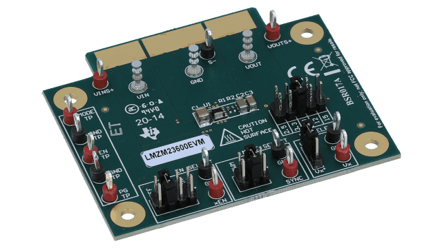 LMZM23600EVM LMZM23600 4V ～ 36V 入力、0.5A 電源モジュールの評価ボード angled board image