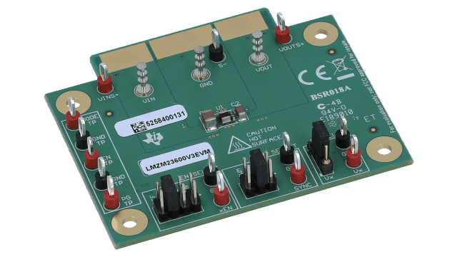 LMZM23600V3EVM 36-V Maximum Input 3.3-V Output 0.5-A DC-DC Module Evaluation Board angled board image