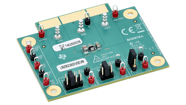 LMZM23600V5EVM 36-V Maximum Input 5-V Output 0.5-A DC-DC Module Evaluation Board angled board image