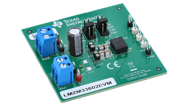 LMZM33602EVM LMZM33602、4V 至 36V 輸入、1V 至 18V 輸出、2.0A 電源模組 EVM angled board image