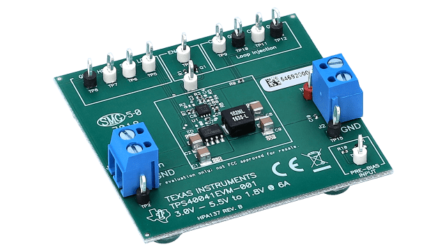 TPS40041EVM-001 5 V 入力、1.8 V 出力、6 A 評価モジュール angled board image
