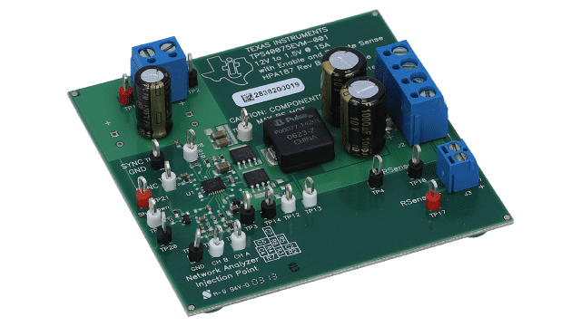 TPS40075EVM-001 15A, 12V Input, 1.5V Output Evaluation Module angled board image