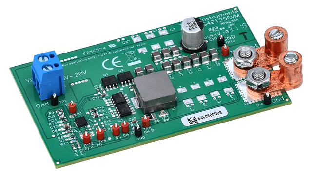 TPS40195EVM-001 TPS40195、20V 入力、3.3V 出力、20A 評価モジュール angled board image