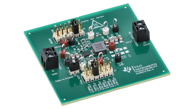 TPS53316EVM-075 Evaluation Module for TPS53316 High-Efficiency, 5-A Step-Down Regulator with Integrated Switcher angled board image