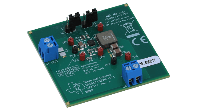 TPS54218EVM-511 Módulo de evaluación de convertidor SWIFT™ de 2 A, entrada de 6 V y salida de 1.8 V TPS54218 angled board image