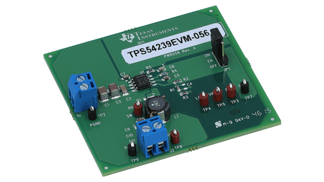 TPS54239EVM-056 TPS54239 Synchronous Step-Down DC/DC Converter Evaluation Module angled board image