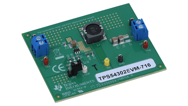 TPS54302EVM-716 TPS54302 Synchronous Step-Down Converter Evaluation Module angled board image