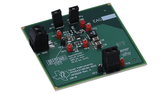 TPS54319EVM-626 Evaluation Module for TPS54319 Step-Down DC/DC Converter angled board image
