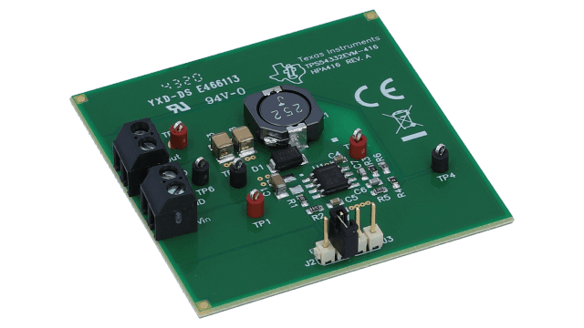 TPS54332EVM-416 TPS54332 15 V-Eingang, 2,5 V-Ausgang, 3 A – Evaluierungsmodul angled board image
