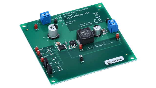 TPS54356EVM-058 3-A, 4.5 to 20 Vin DC/DC Converter with Fixed 3.3V Output angled board image