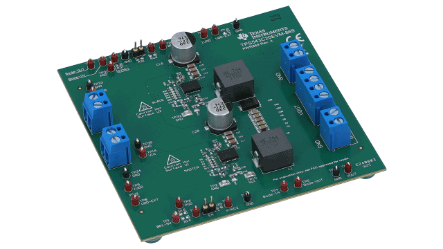 TPS543C20EVM-869 TPS543C20 35A Synchronous Step-Down SWIFT™ Converter Evaluation Module angled board image