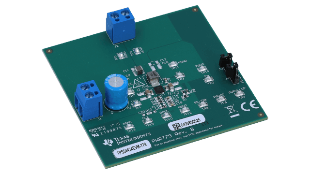 TPS54424EVM-779 TPS54424 4A Synchronous SWIFT&trade; Step-Down Converter Evaluation Module angled board image