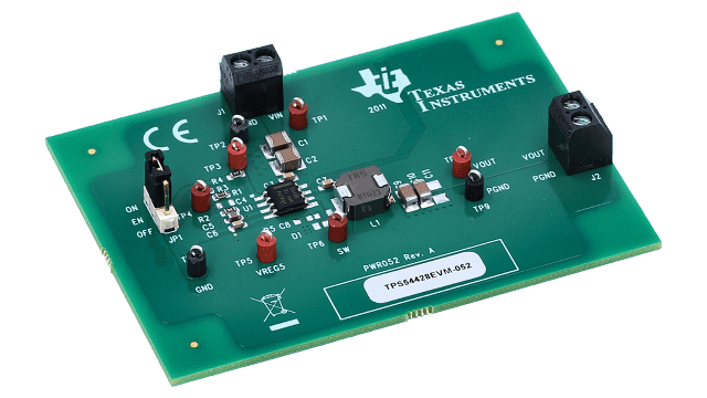 TPS54428EVM-052 Evaluation Module for TPS54428 Synchronous Step-Down Converter with Auto-Skip Eco-Mode angled board image