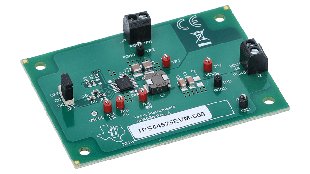 TPS54525EVM-608 TPS54525 Evaluation Module angled board image