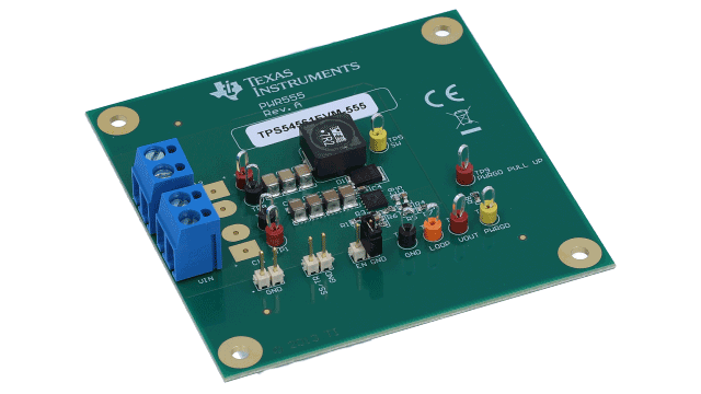 TPS54561EVM-555 Módulo de evaluación de convertidor CC-CC reductor de 5 A y entrada de 60 V TPS54561EVM-555 angled board image