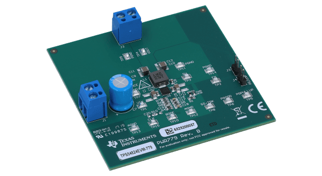 TPS54824EVM-779 TPS54824 Synchronous Step-Down Converter Evaluation Module angled board image