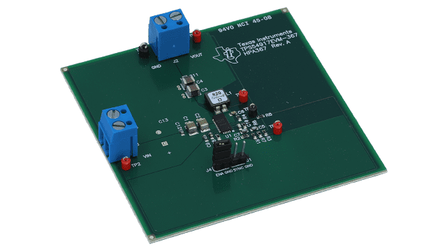 TPS54917EVM-367 9A, 3V to 4V Vin, SWIFT™ Converter Evaluation Module angled board image