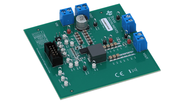 TPS549B22EVM-847 TPS549B22 DCAP3 High Performance, 25-A Single Synchronous Step-Down Converter Evaluation Module angled board image